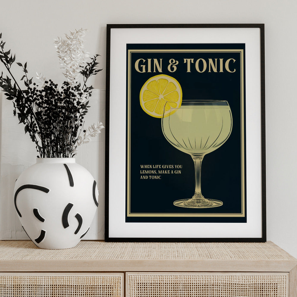 Vintage-style Gin And Tonic Artwork - Art Print by Andreas Magnusson