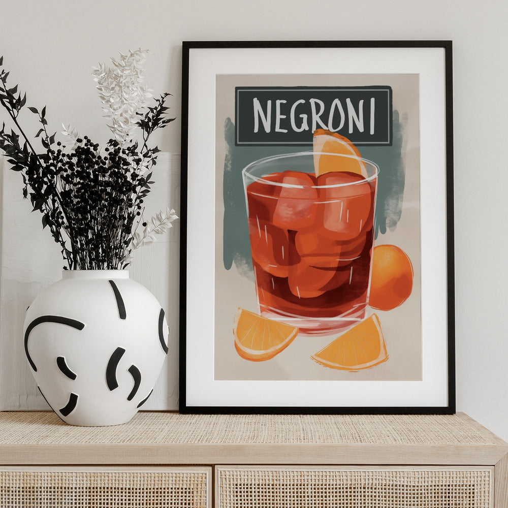 Vibrant Negroni Cocktail - Art Print by Andreas Magnusson