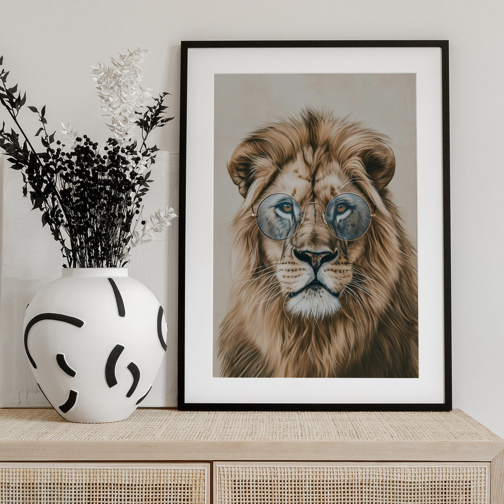 Lion in Glasses - Art Print by SHANDU