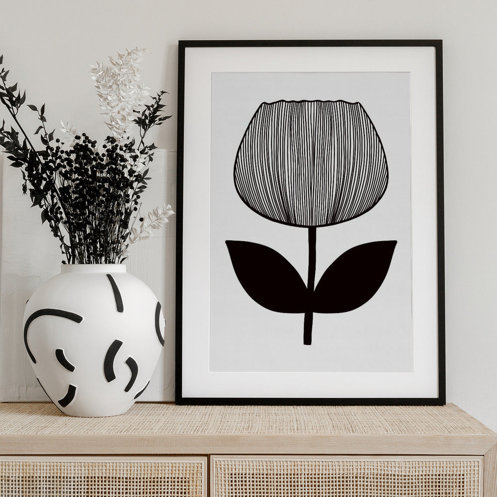 Monochrome Blossom - Art Print by Bainai