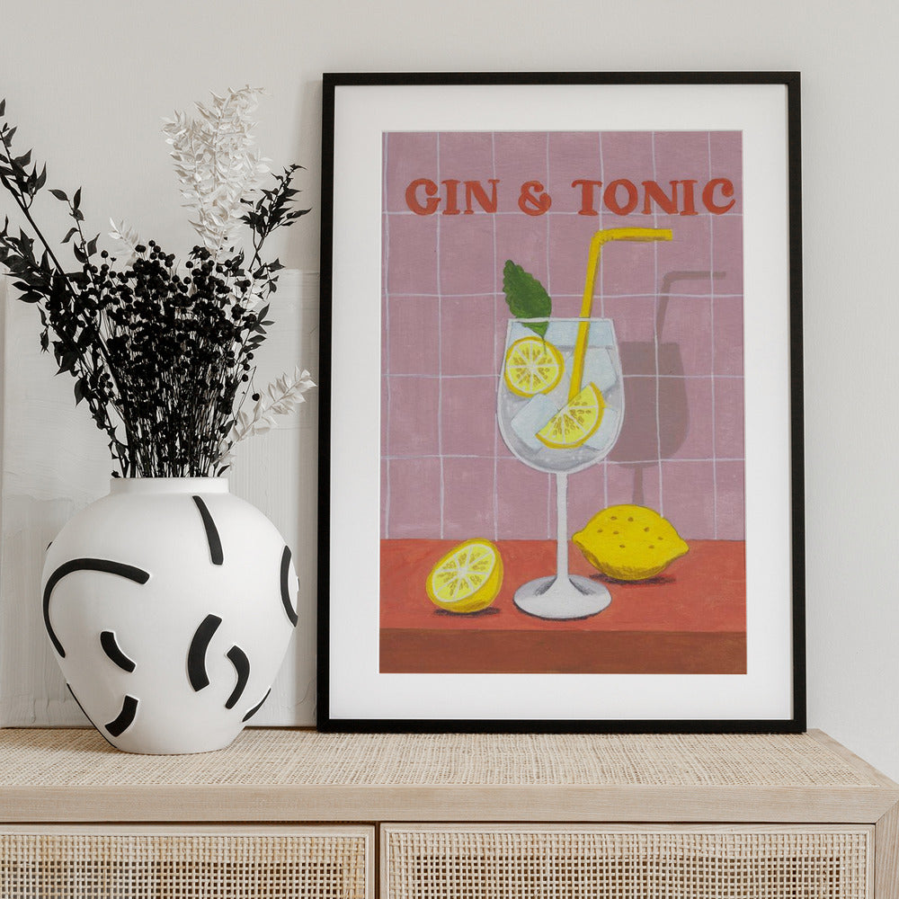 Gin and Tonic Cocktail - Art Print by Caroline Bonne Müller