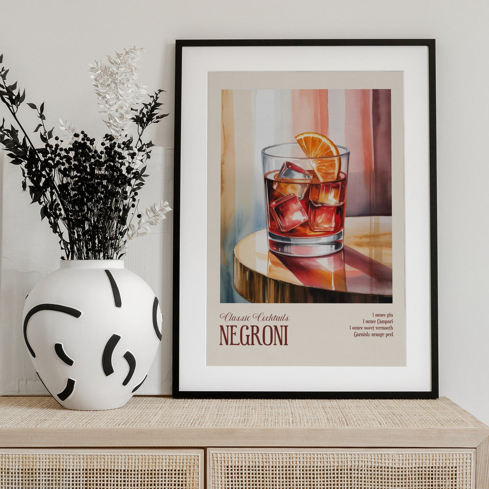 Classic Cocktails - Negroni - Art Print by Andreas Magnusson