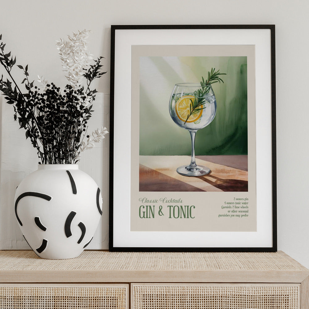 Classic Cocktails - Gin and Tonic - Art Print by Andreas Magnusson