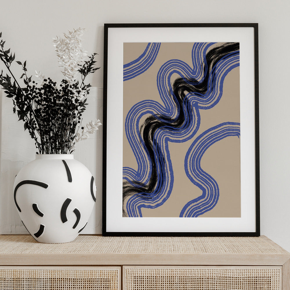 Black and Blue Lines - Art Print by THE MIUUS STUDIO