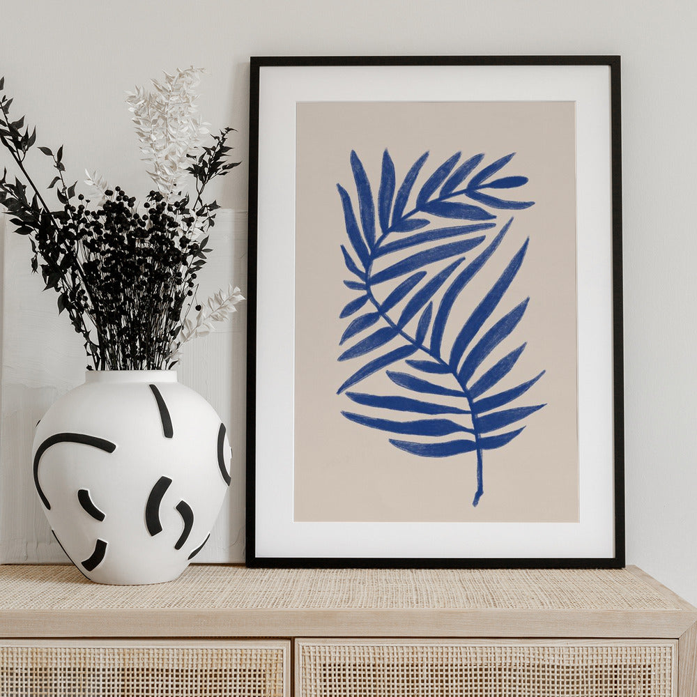 Blue Palm Leaves - Art Print by THE MIUUS STUDIO