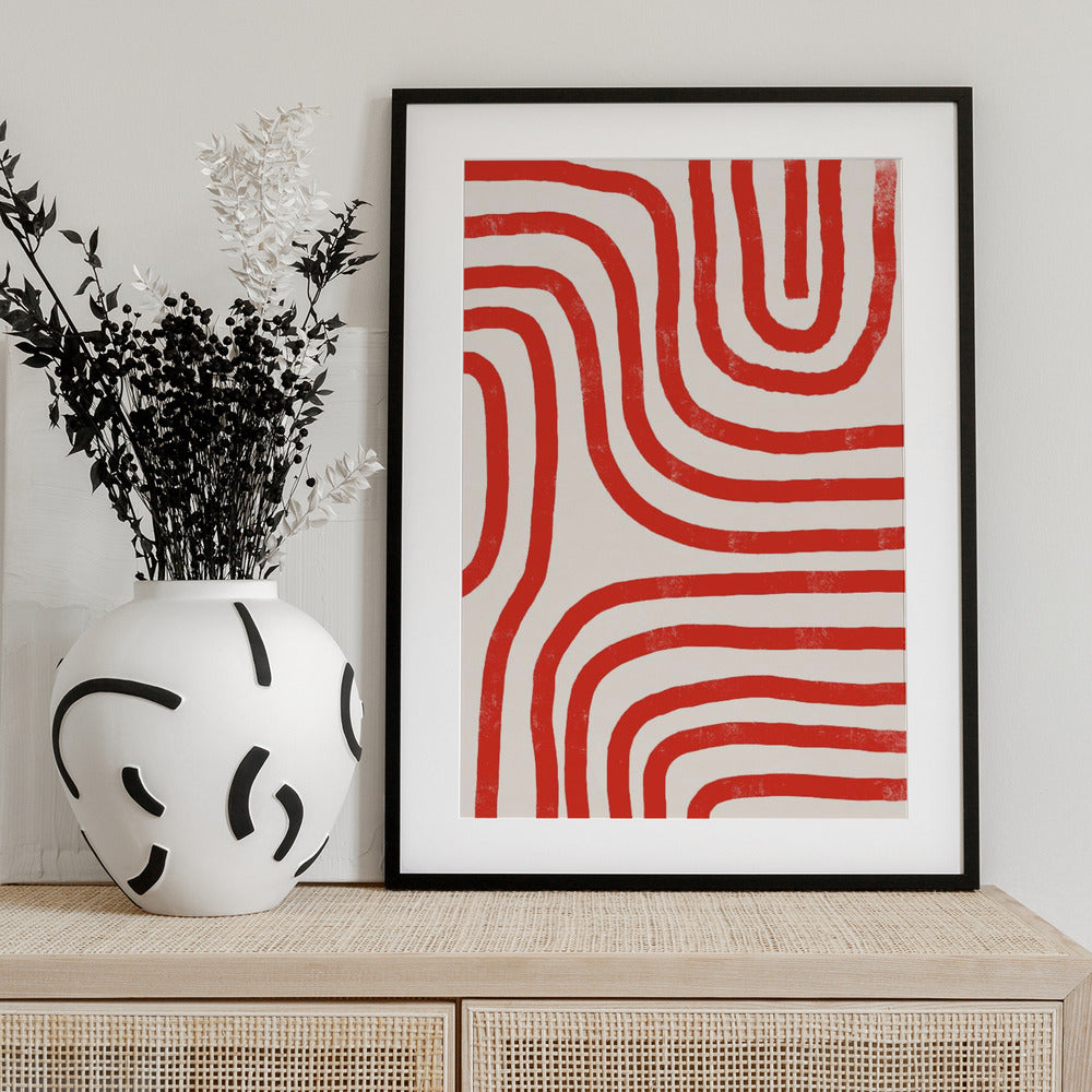 Red Modern Lines - Art Print by THE MIUUS STUDIO