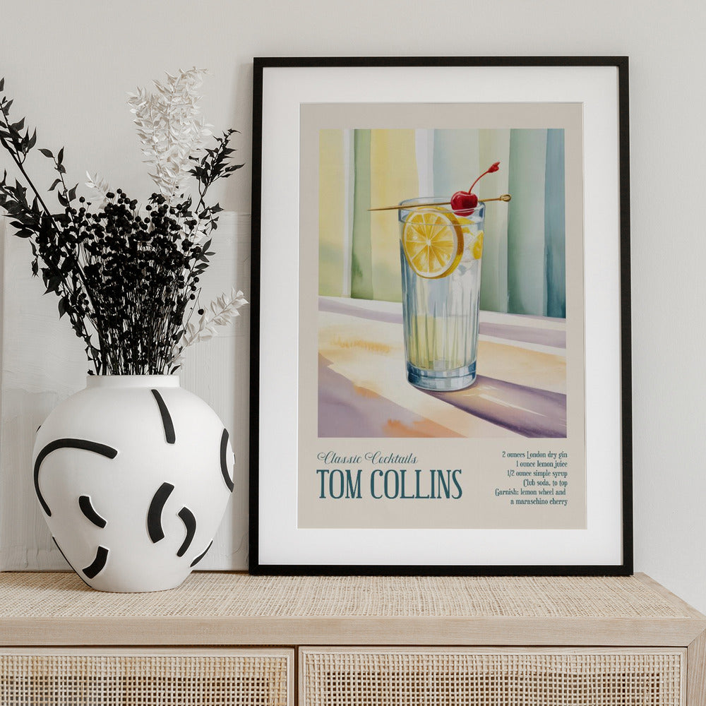 Classic Cocktails - Tom Collins - Art Print by Andreas Magnusson