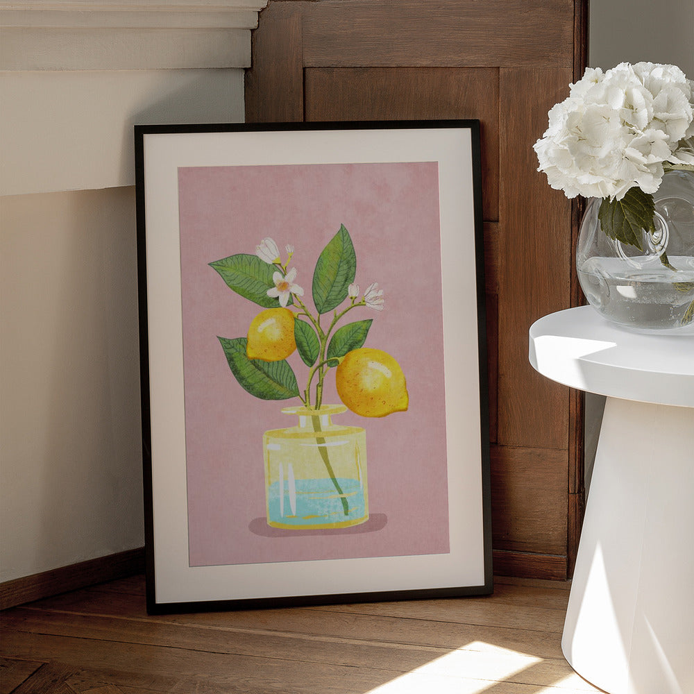 Lemon Bunch In Vase - Art Print by Raissa Oltmanns