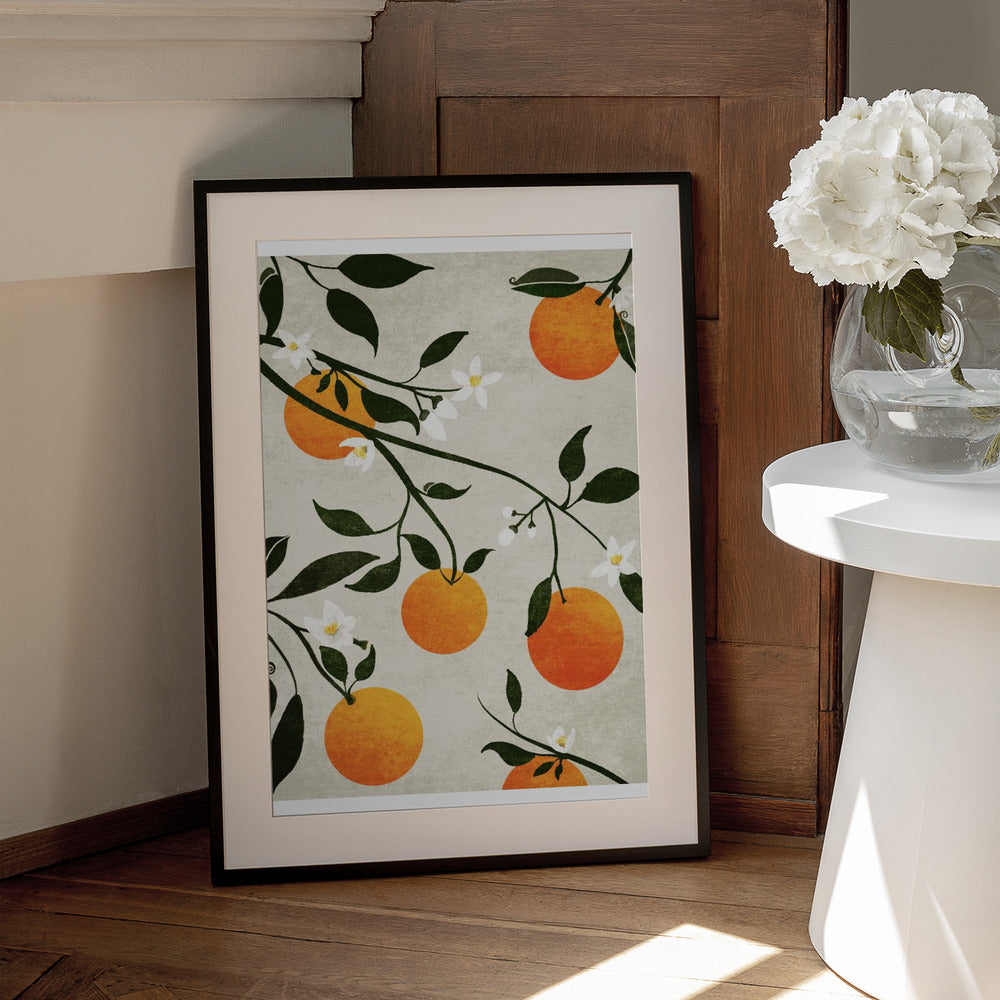 Oranges in Bloom - Art Print by Emel Tunaboylu