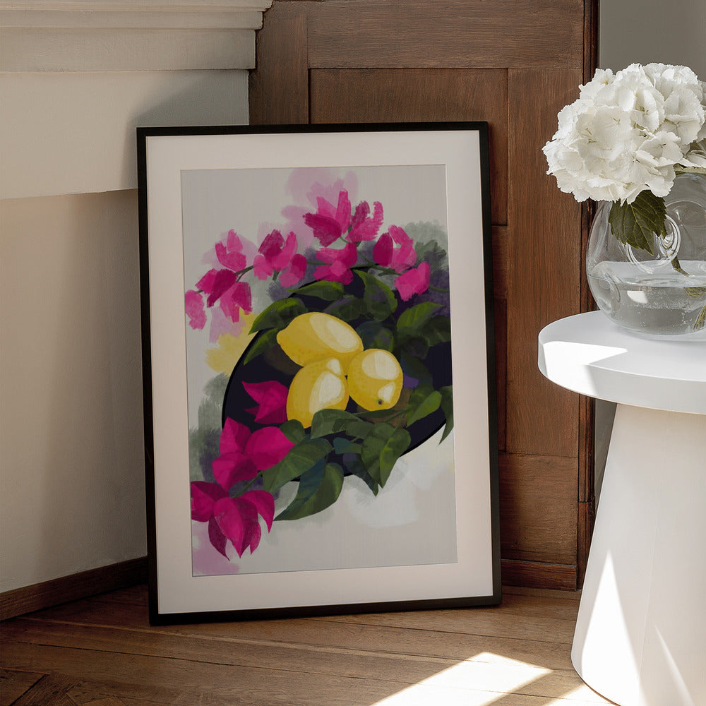 Bougainvillea and lemons - Art Print by Rosana Laiz Blursbyai