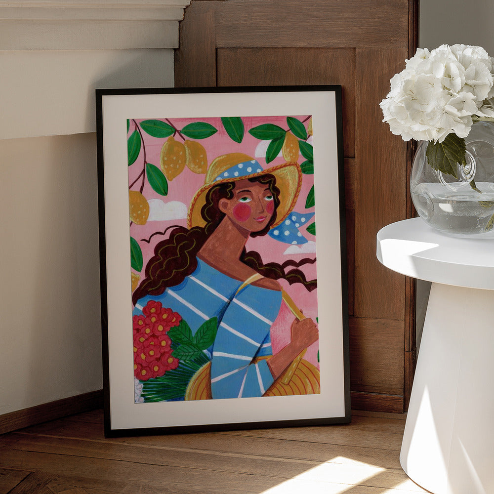 Portrait woman in Amalfi coast Italy - Art Print by Caroline Bonne Müller