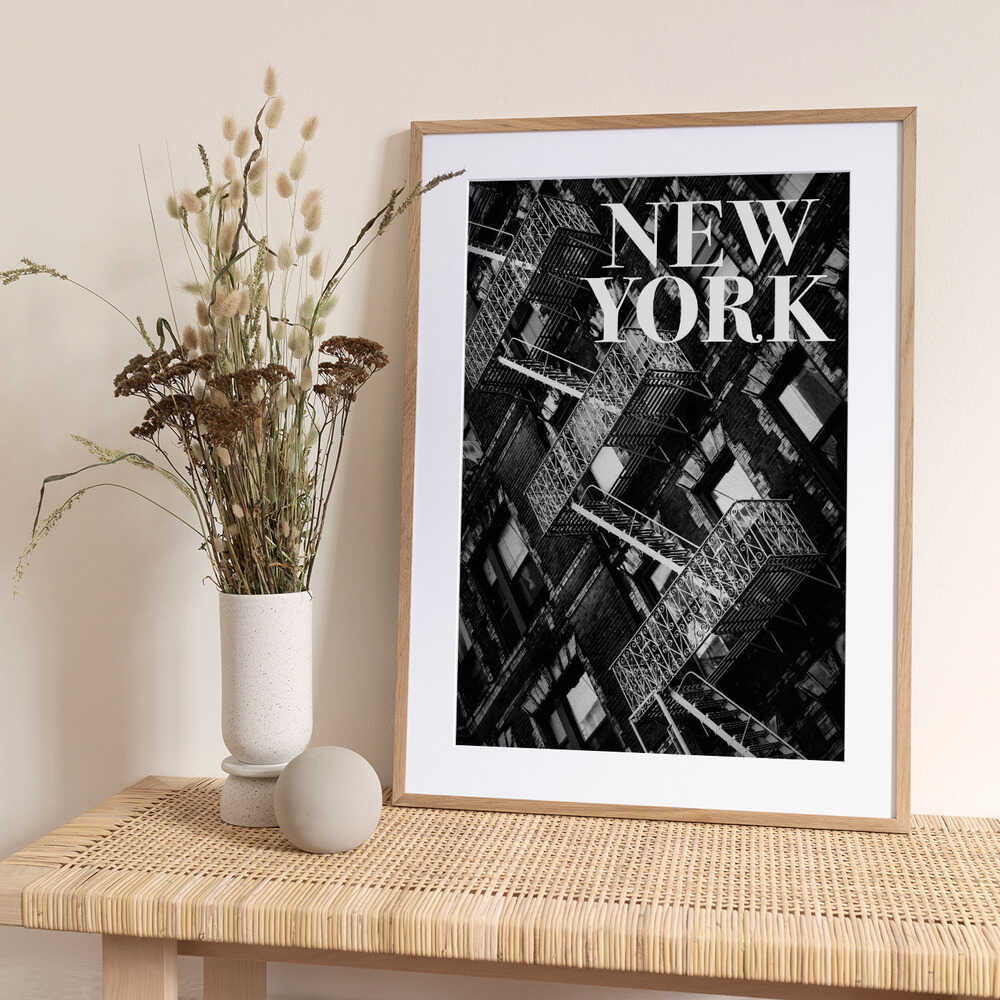 NYC Fire Escapes - Art Print by Rikard Martin Travel Poster
