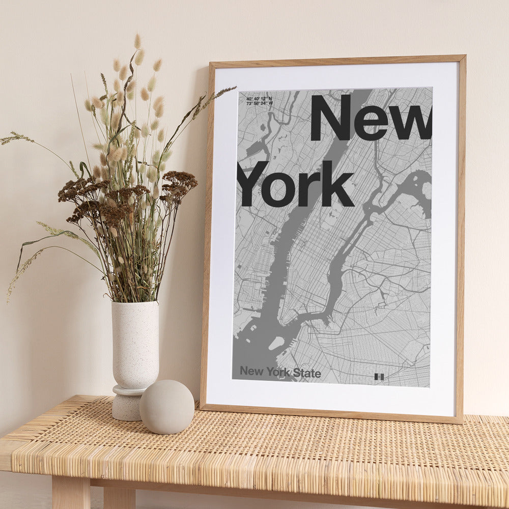 New York - Map Art Print by Florent Bodart