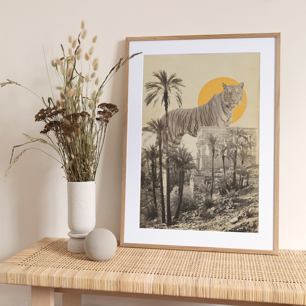 Giant Tiger In Ruins - Art Print by Florent Bodart