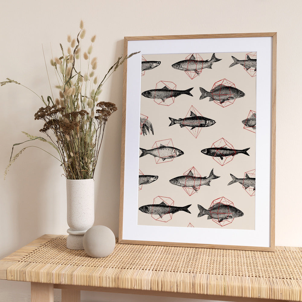 Fishes In Geometrics Nº4 - Art Print by Florent Bodart