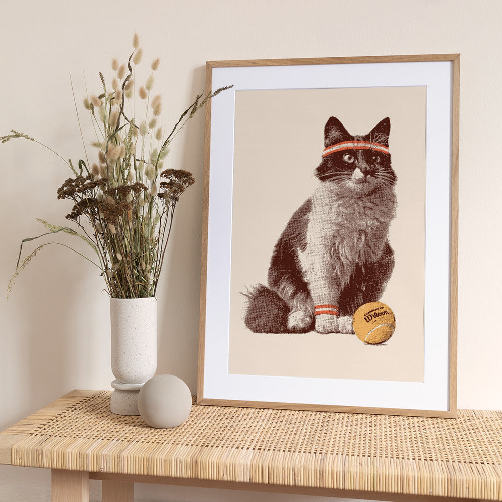 Chat Tennis - Art Print by Florent Bodart