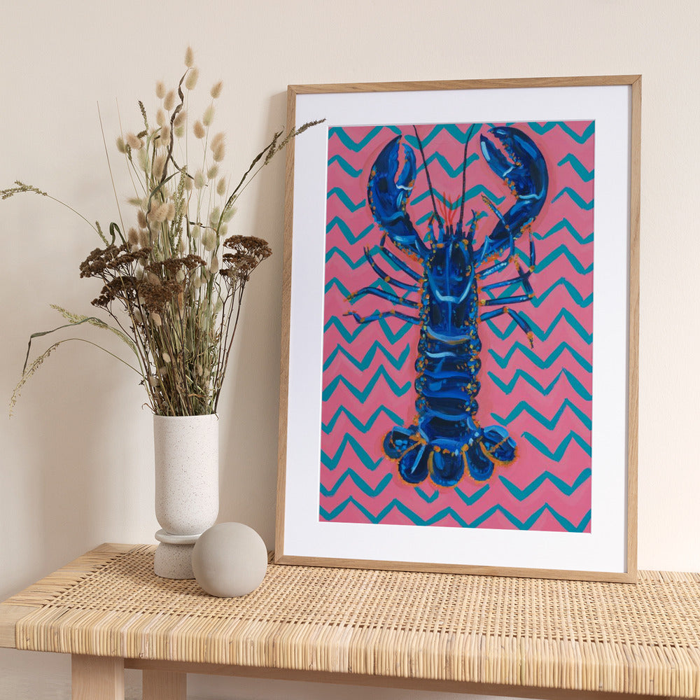 Lobster On Zigzag - Art Print by Alice Straker