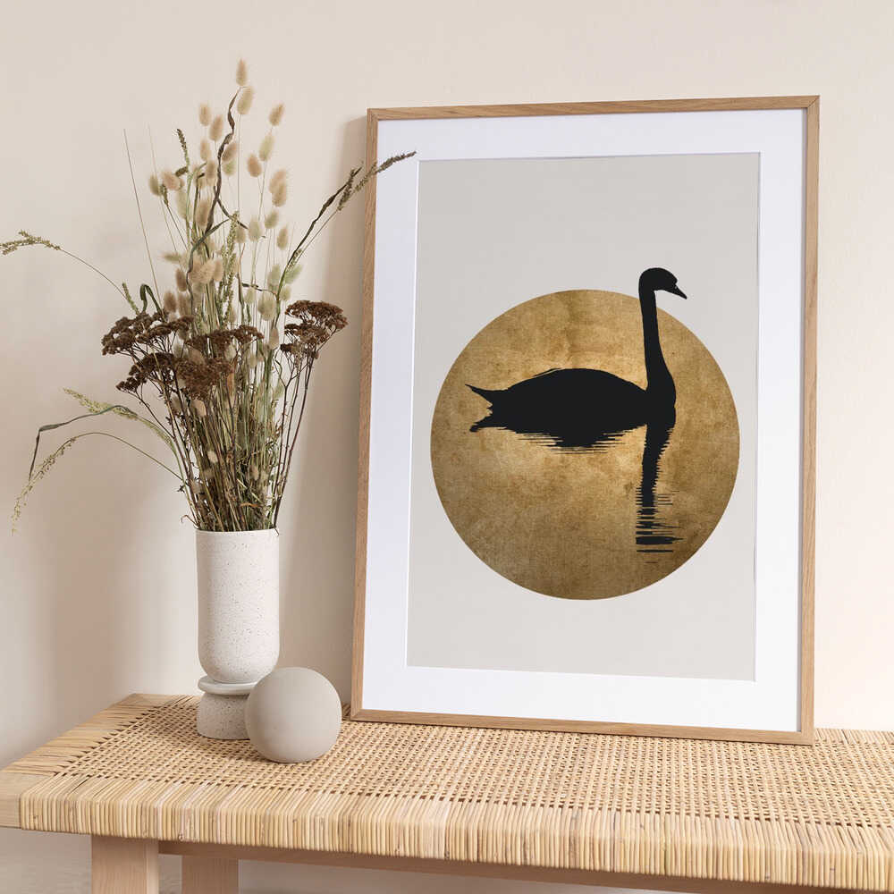 The Swan Gold - Art Print by Kubistika