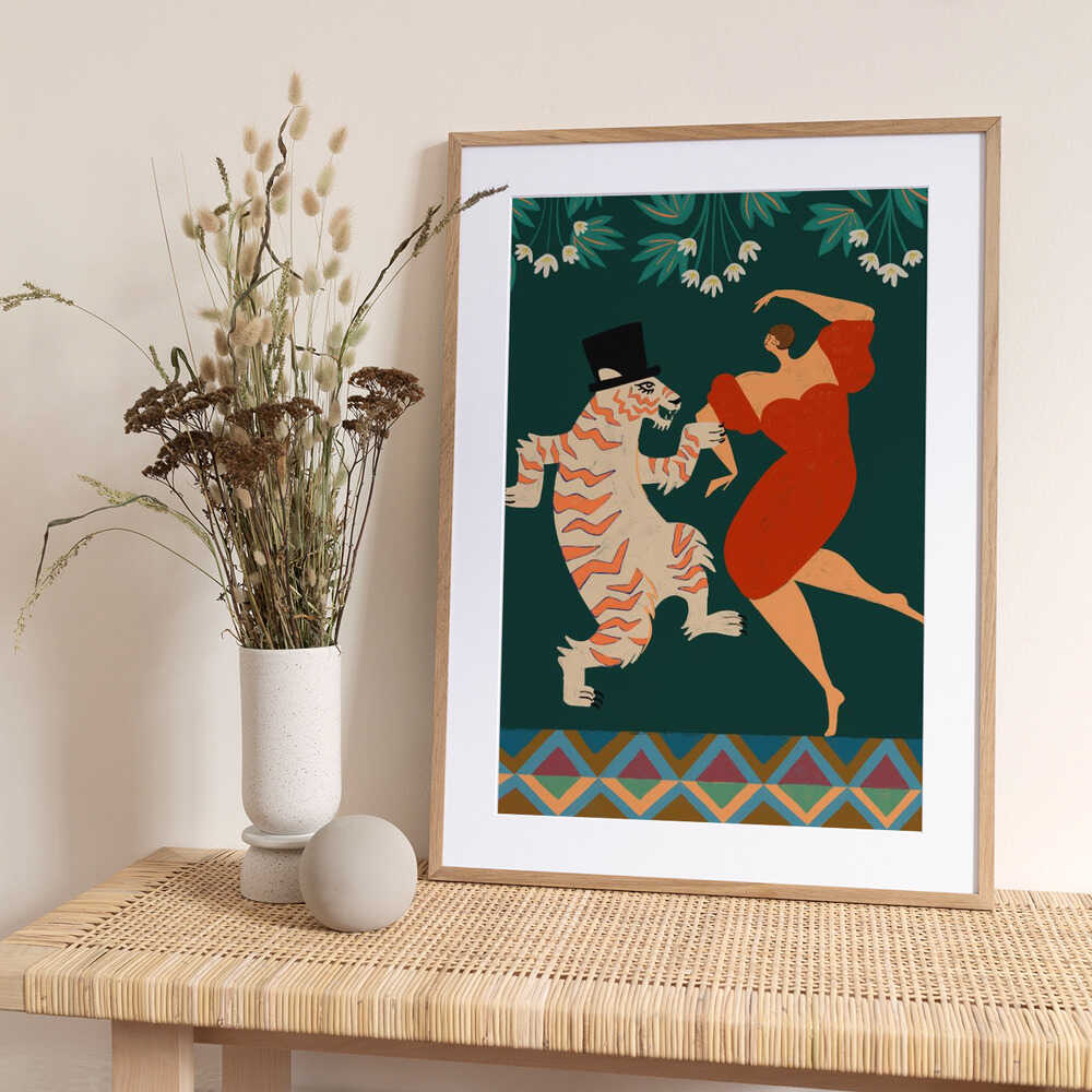 A Date With a Wild Cat - Art Print by Arty Guava