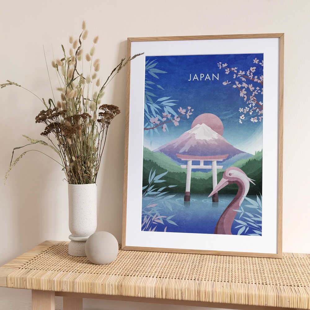 Tranquil Japan Dream - Art Print by Emel Tunaboylu Travel Poster