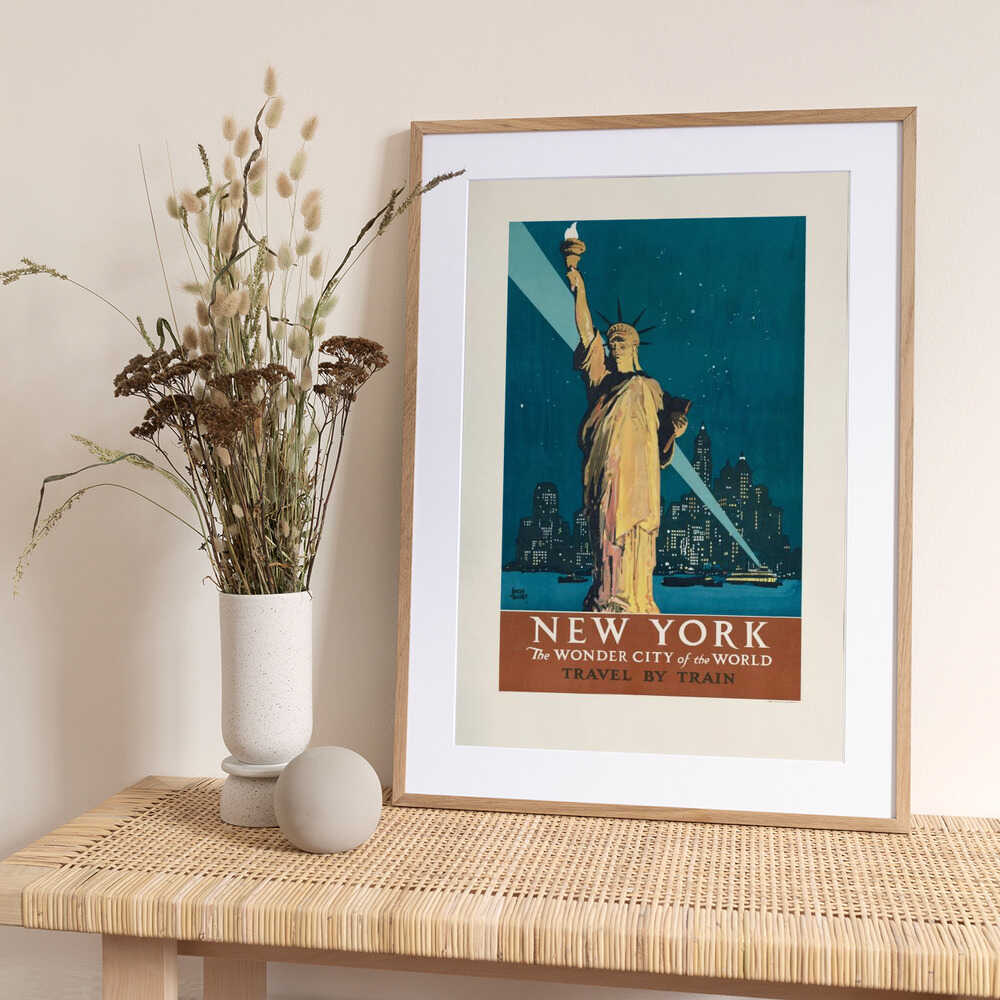 New York, the Wonder City of the World Travel By Train (1927) Poster By Adolph Treidler - Art Print by Vintage Travel Poster Travel Poster