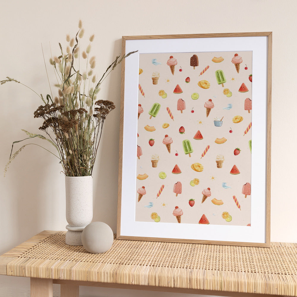 Sweet Ice Cream Pattern - Art Print by Xuan Thai