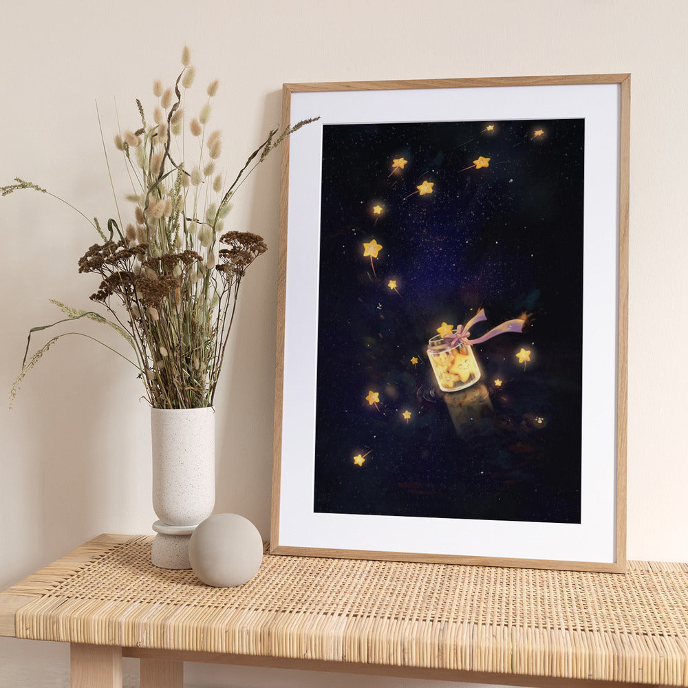 Golden Starlight In Bottle - Art Print by Xuan Thai