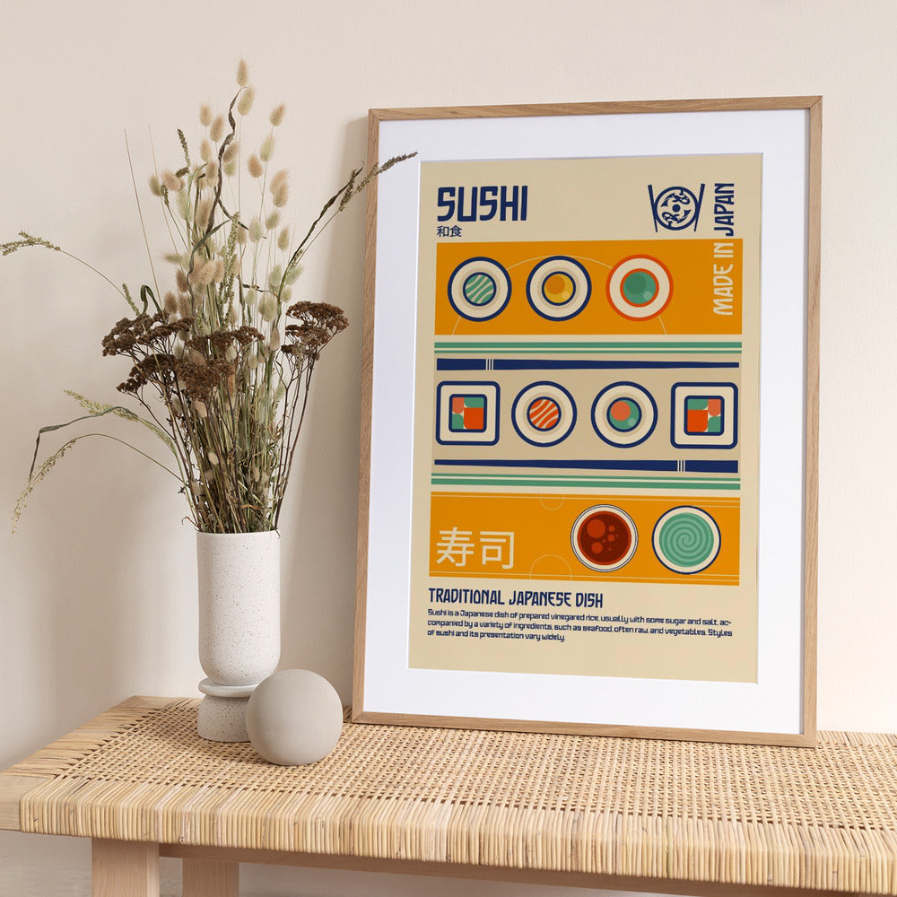 Sushi Japanese Food Print - Art Print by Retrodrome