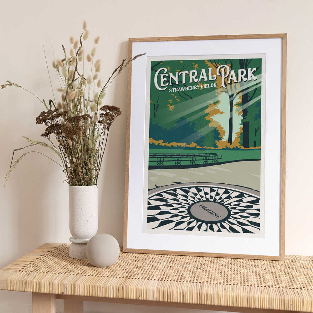 Central Park New York Travel Print - Art Print by Retrodrome Travel Poster