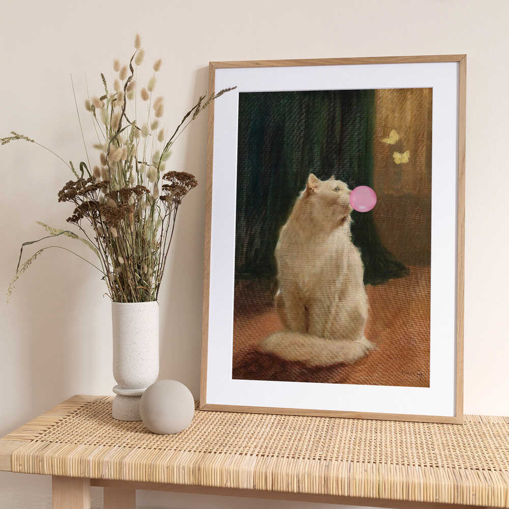 Bubble Gum and Cat - Art Print by The Art Concept