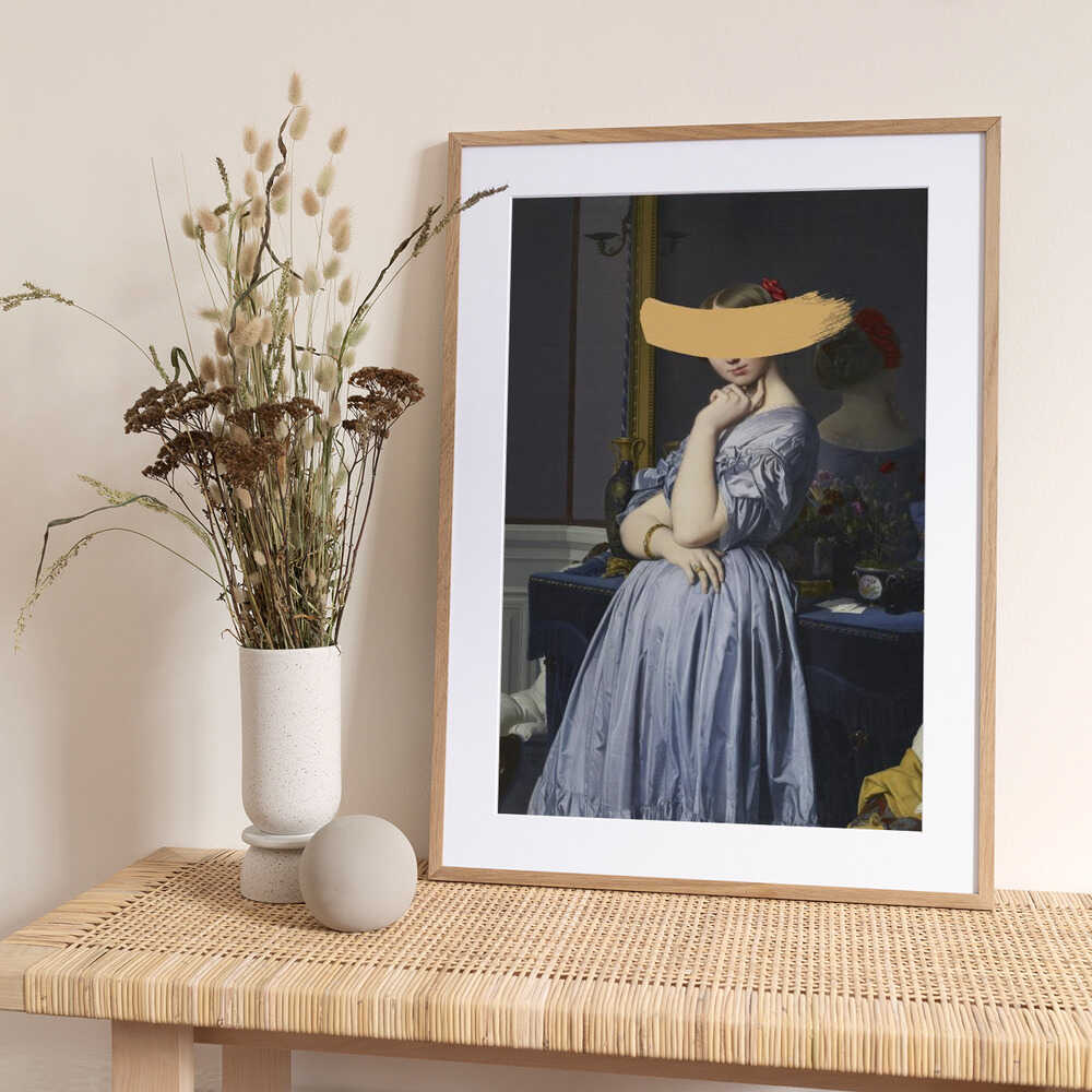 Classic Oil Painting and Yellow Splash - Art Print by The Art Concept