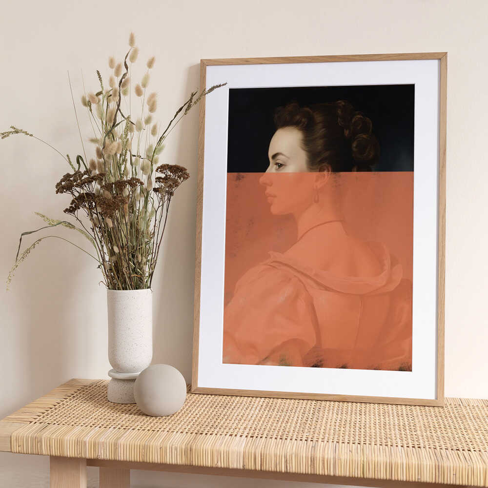 Altered Portrait of Woman Orange Modern Art - Art Print by The Art Concept