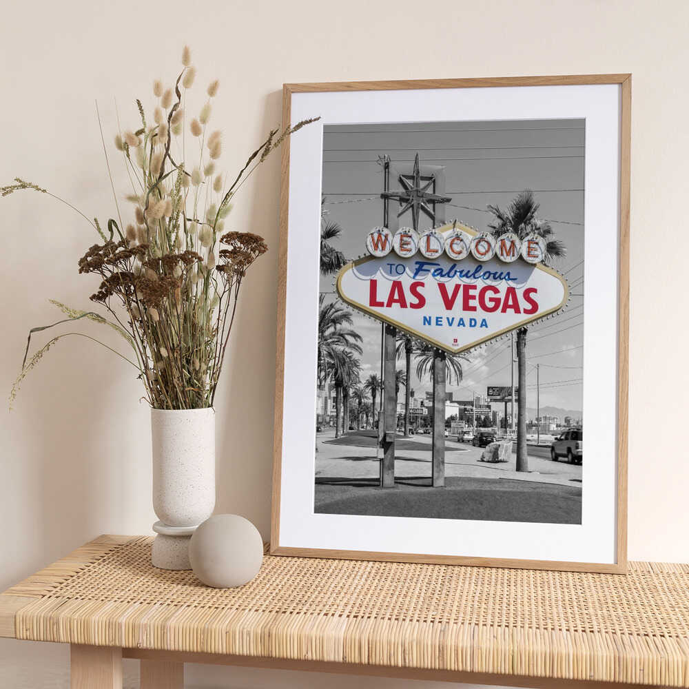 LAS VEGAS Sign - colorkey - Art Print by Melanie Viola Travel Poster
