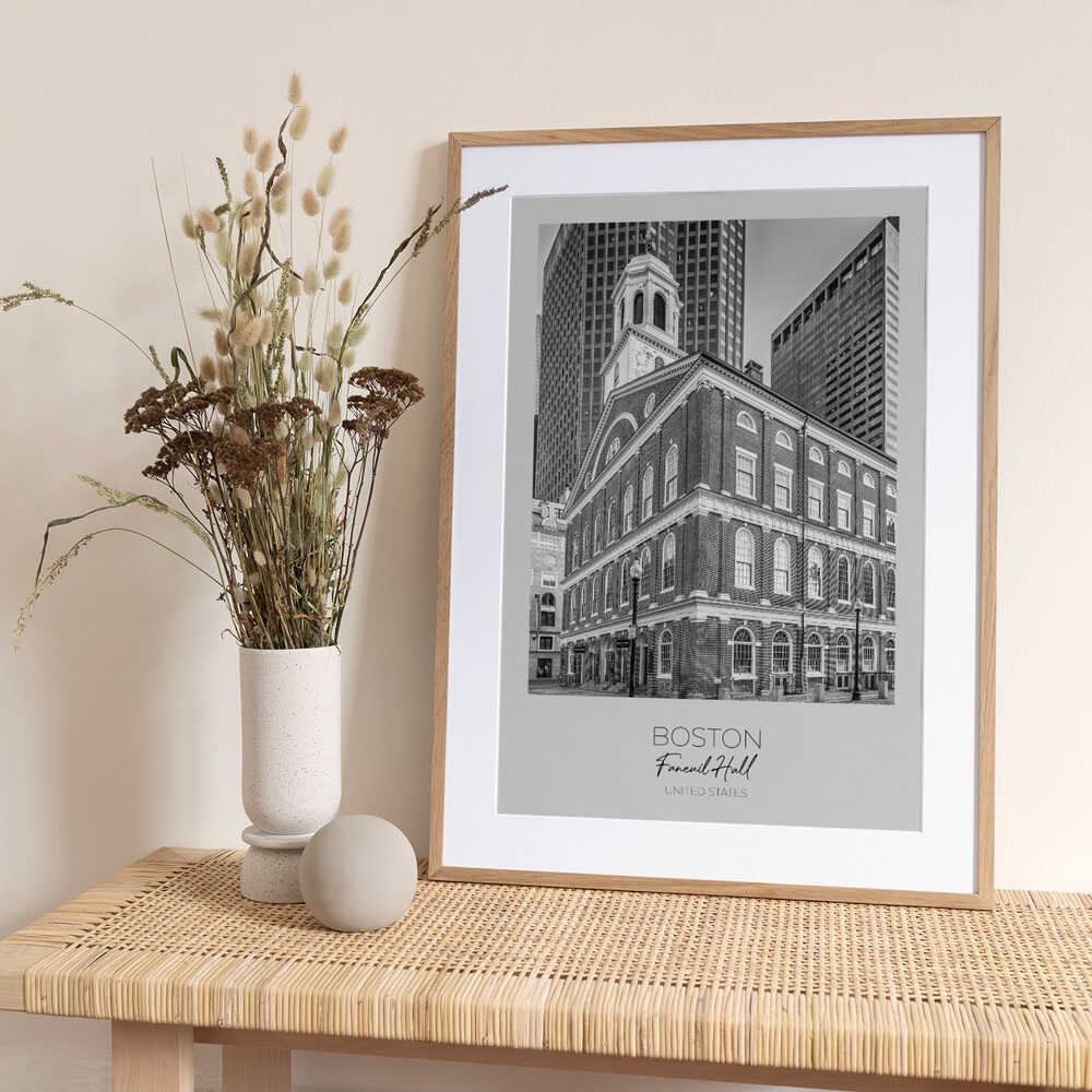In focus: BOSTON Faneuil Hall - Art Print by Melanie Viola Travel Poster