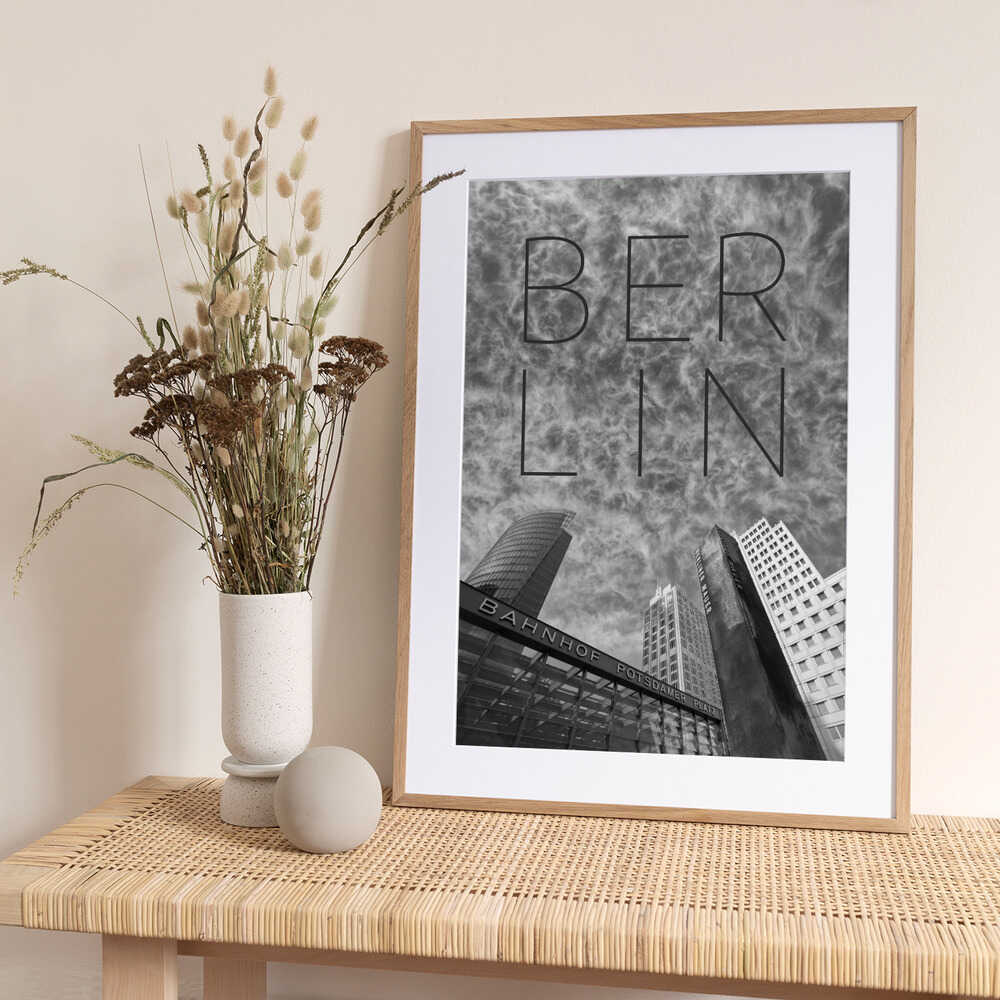 BERLIN Potsdamer Platz | Text & Skyline - Art Print by Melanie Viola Travel Poster