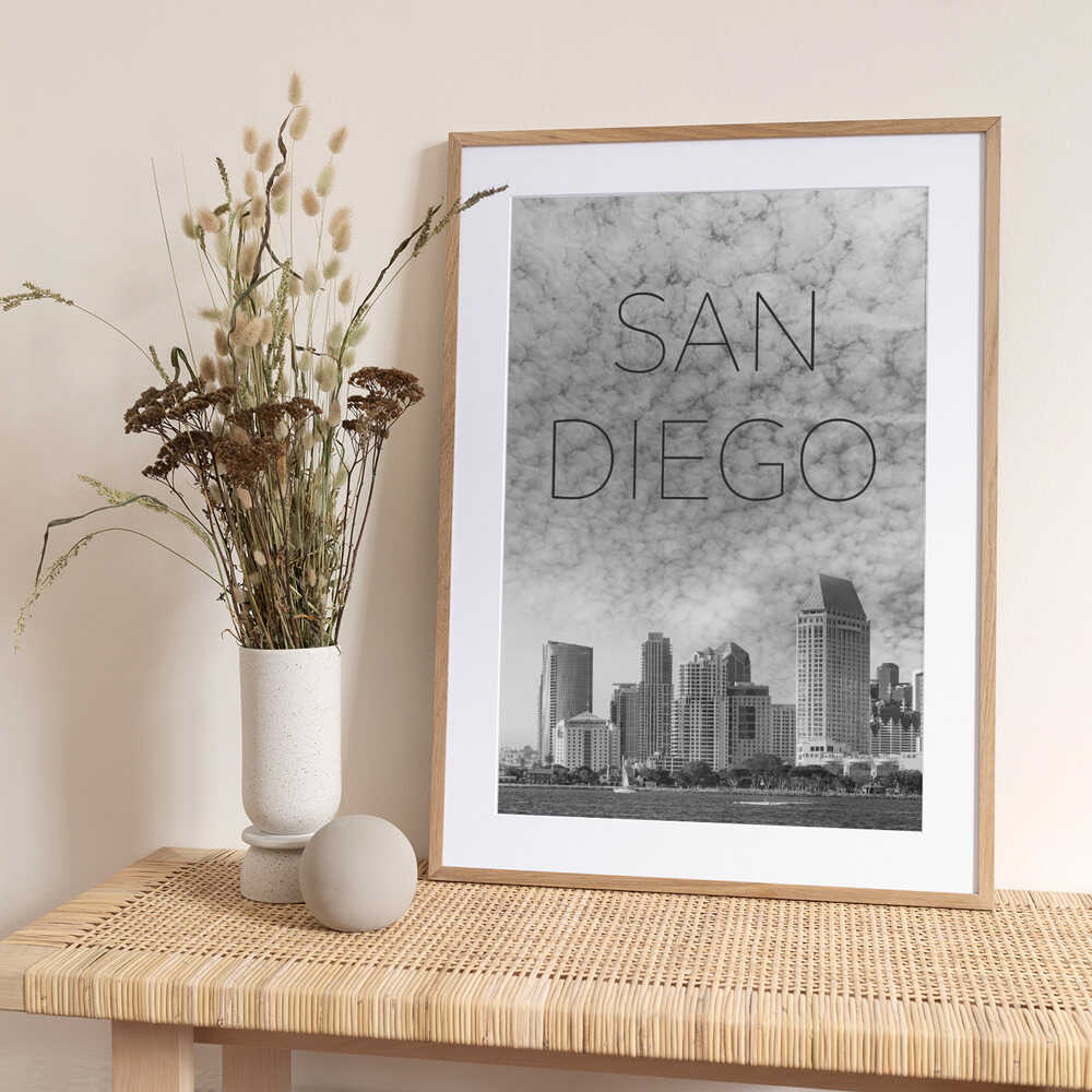 SAN DIEGO Skyline | Text - Art Print by Melanie Viola Travel Poster
