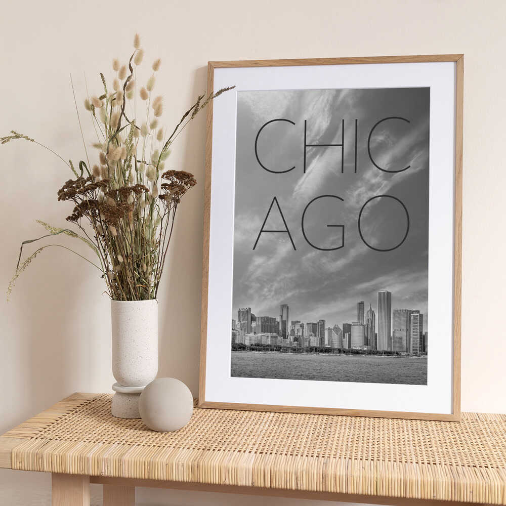 CHICAGO Skyline | Text - Art Print by Melanie Viola Travel Poster