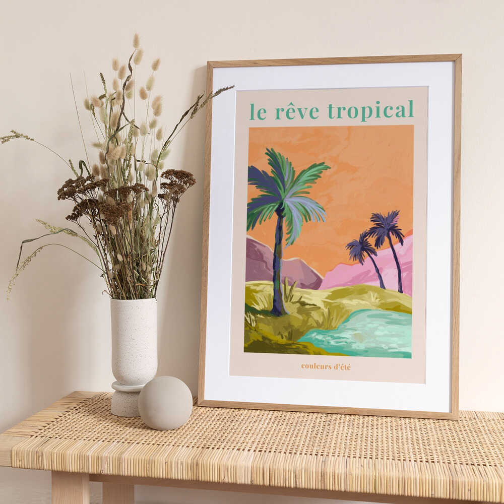 Le Rêve Tropical - Palmtrees - Art Print by Goed Blauw Travel Poster