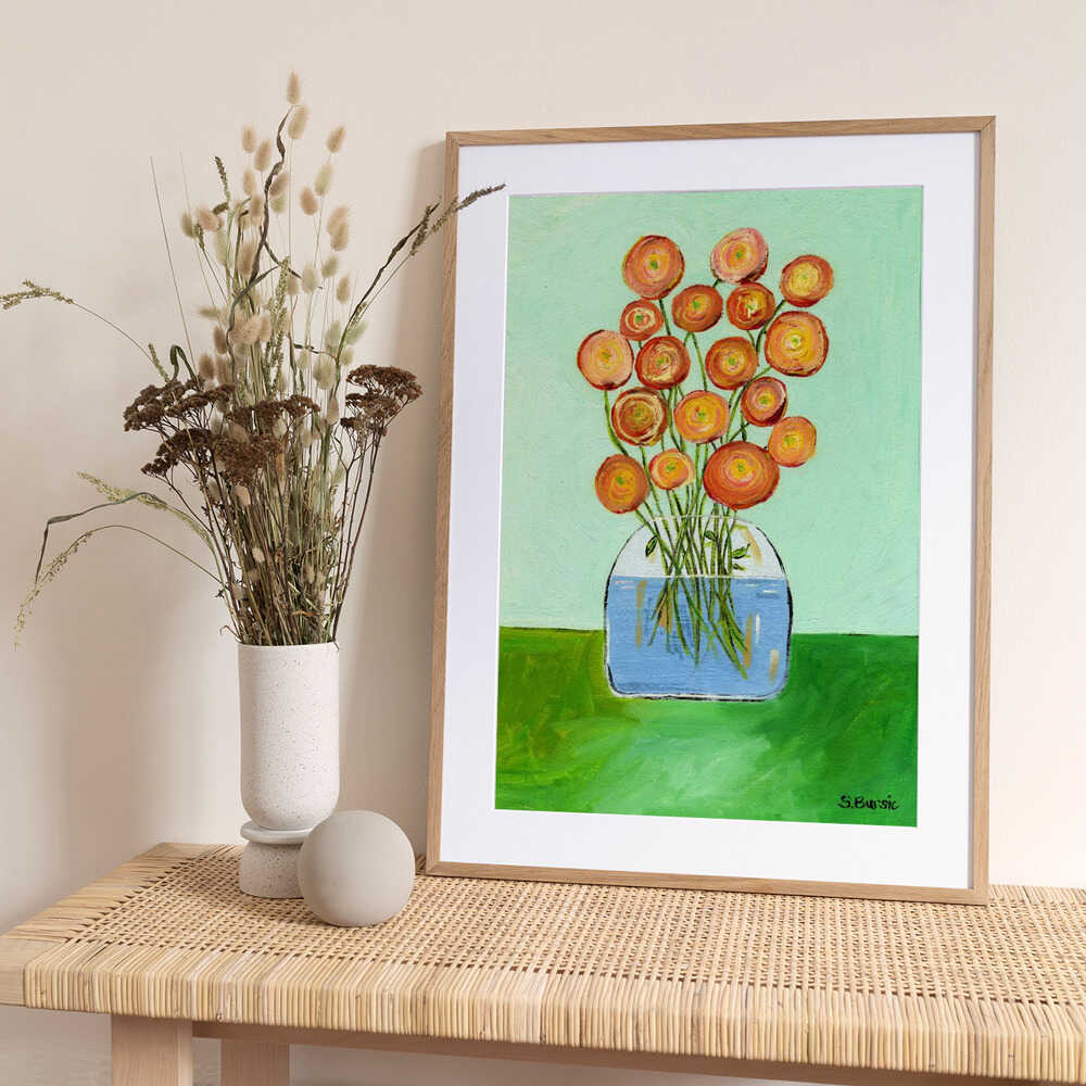 Poppies in Vase - Art Print by Sharyn Bursic