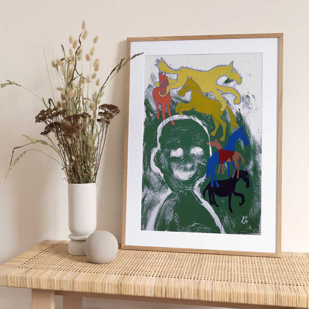 Alla hästar hemma - Art Print by Li Gessbo