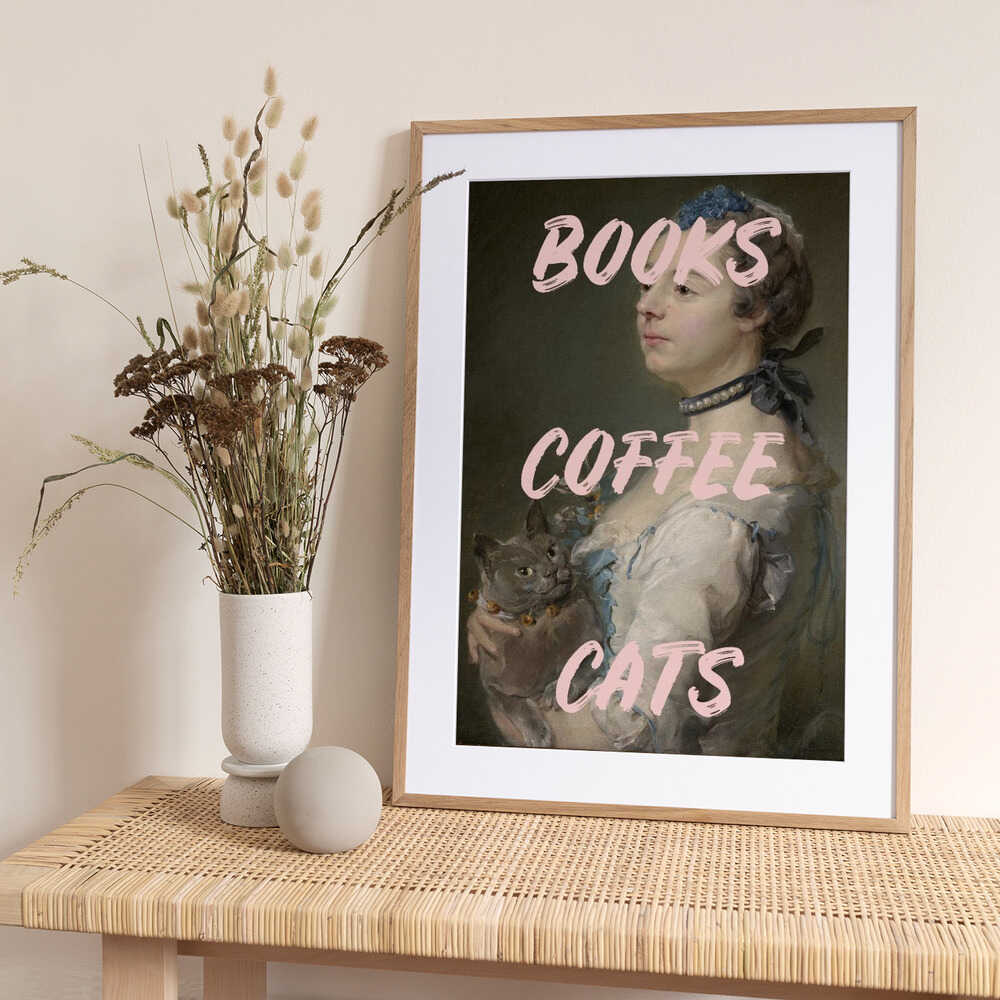 Bookscoffeecats Ratioiso - Art Print by Talitha McQueen