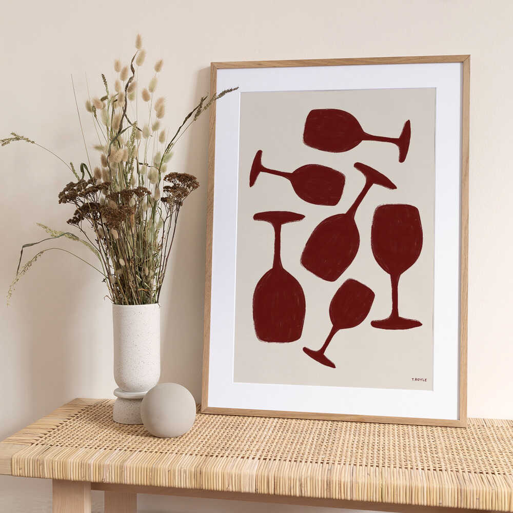 Abstract Wine Glasses - Art Print by Tara Royle