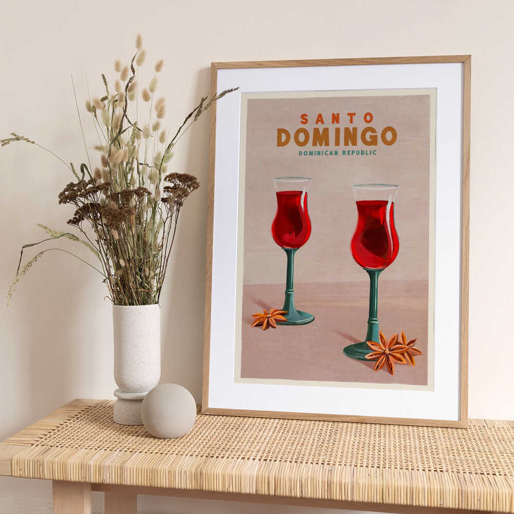 Santo Domingo Dominican Republic Cocktail Art - Art Print by The Whiskey Ginger Travel Poster