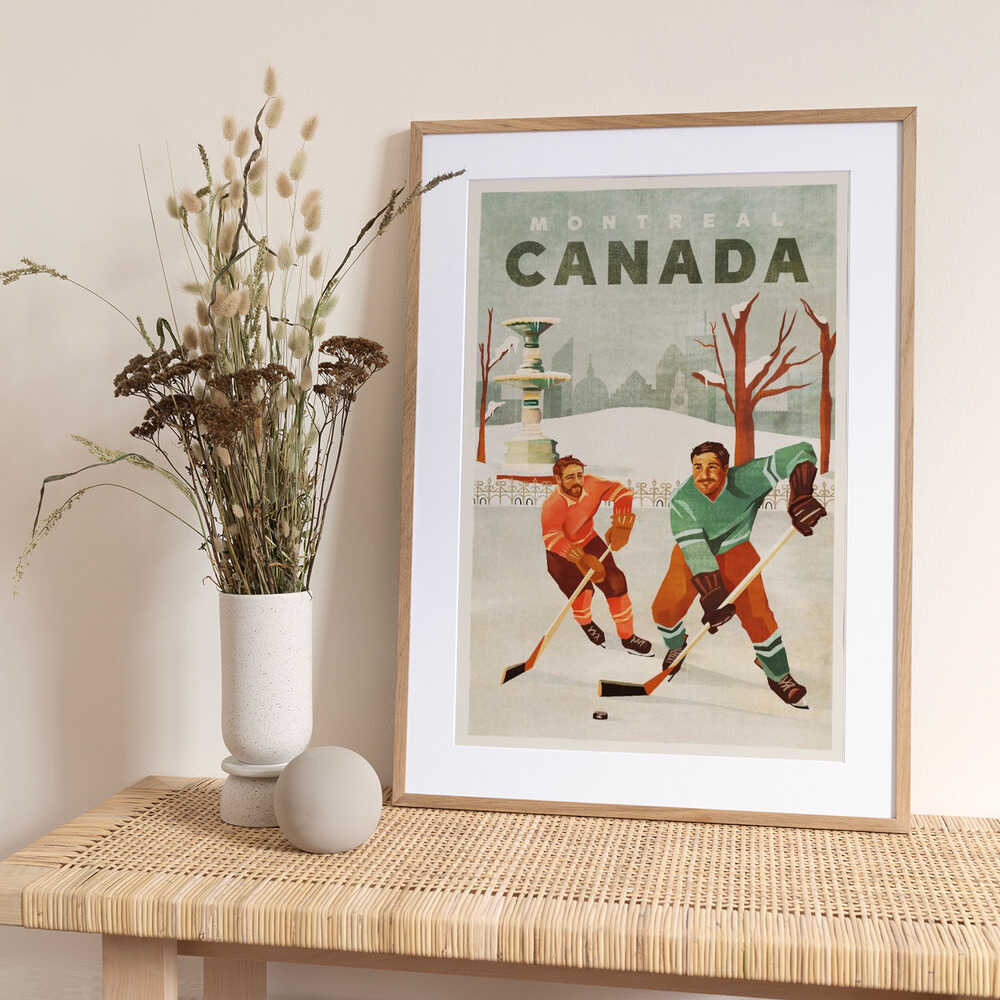 Montreal Canada Pond Hockey Guys - Art Print by The Whiskey Ginger Travel Poster