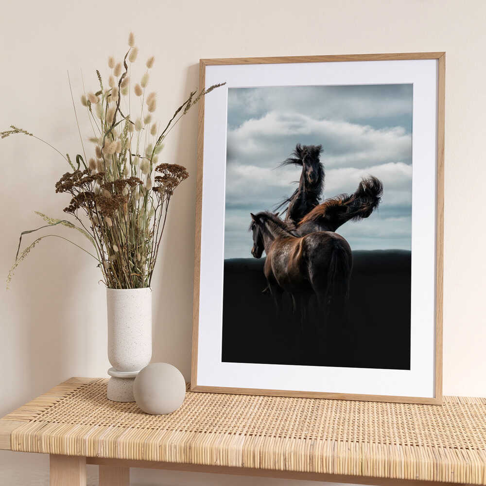 Three Horses - Art Print by Aidong Ning