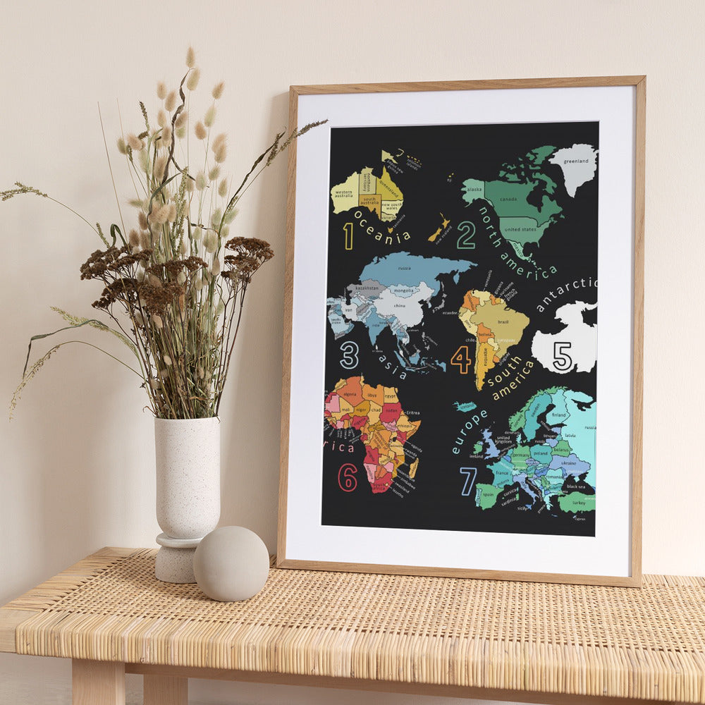 Explore the World with Illustrated Continents by Carla Daly - Art Print by Carla Daly