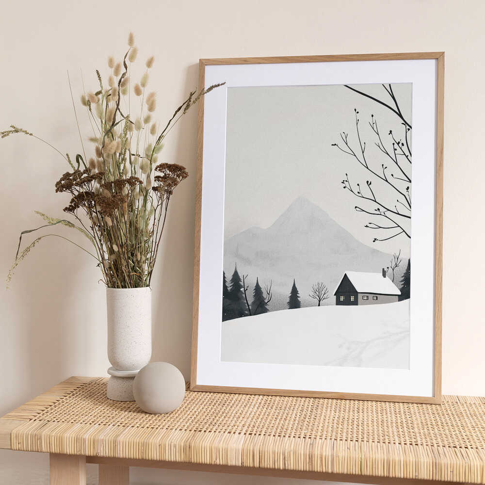 Winter Landscape House Snow - Art Print by Pictufy Studio