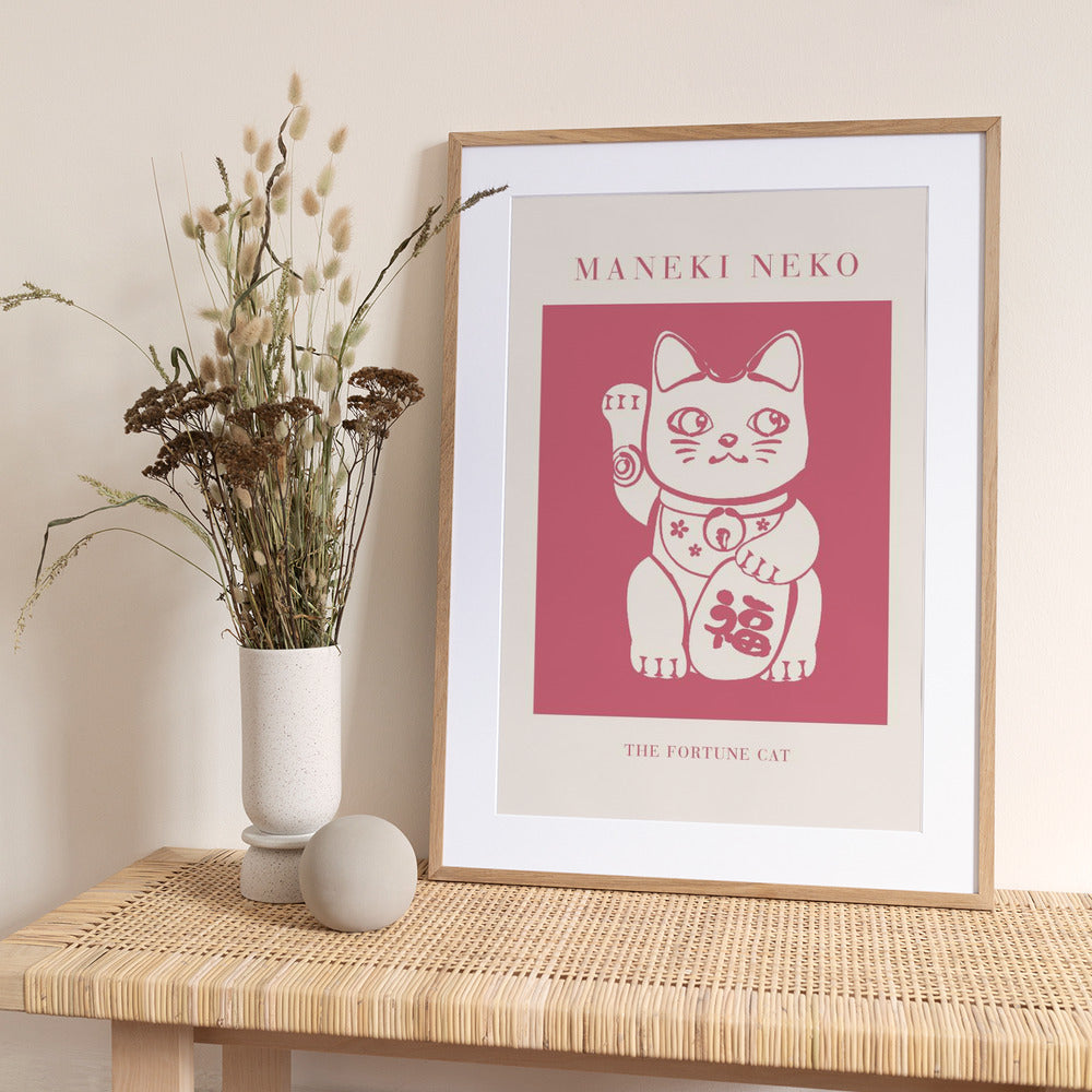 Maneki-neko Cat Pink - Art Print by KsanaKalpa
