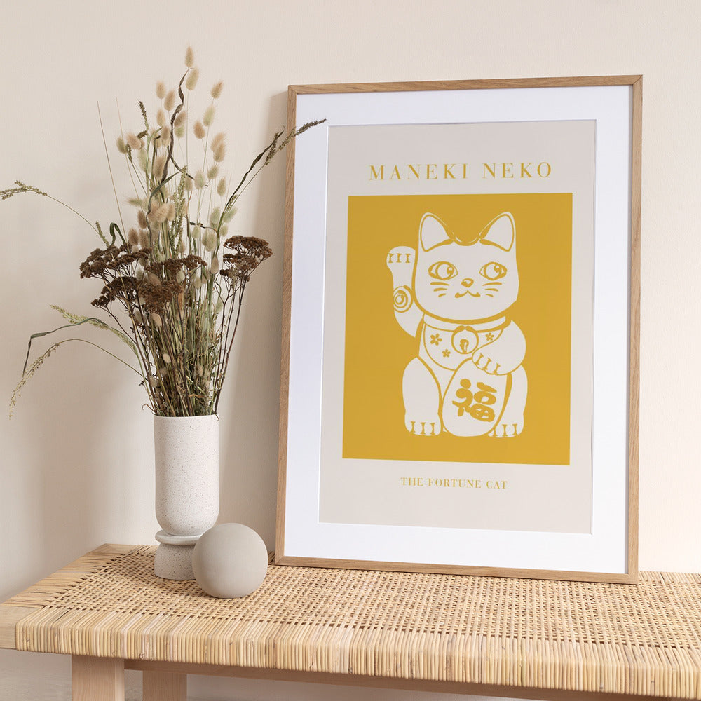 Maneki-Neko Yellow Cat - Art Print by KsanaKalpa