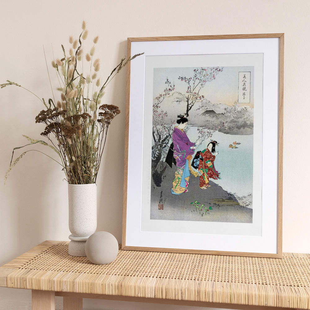 Admiring the Plum Blossom (1887–1896) - Art Print by Ogata Gekko